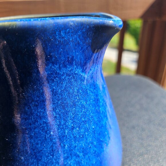 Vintage 2003 Pigeon River Pottery Handmade Blue Marble Glazed 7 Inch Pitcher - Picture 3 of 16